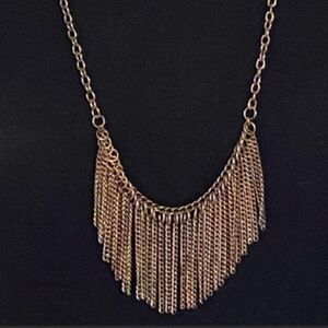 Gold Cascading Fringe Statement Necklace Long Adjustable Chain Fashion Jewelry